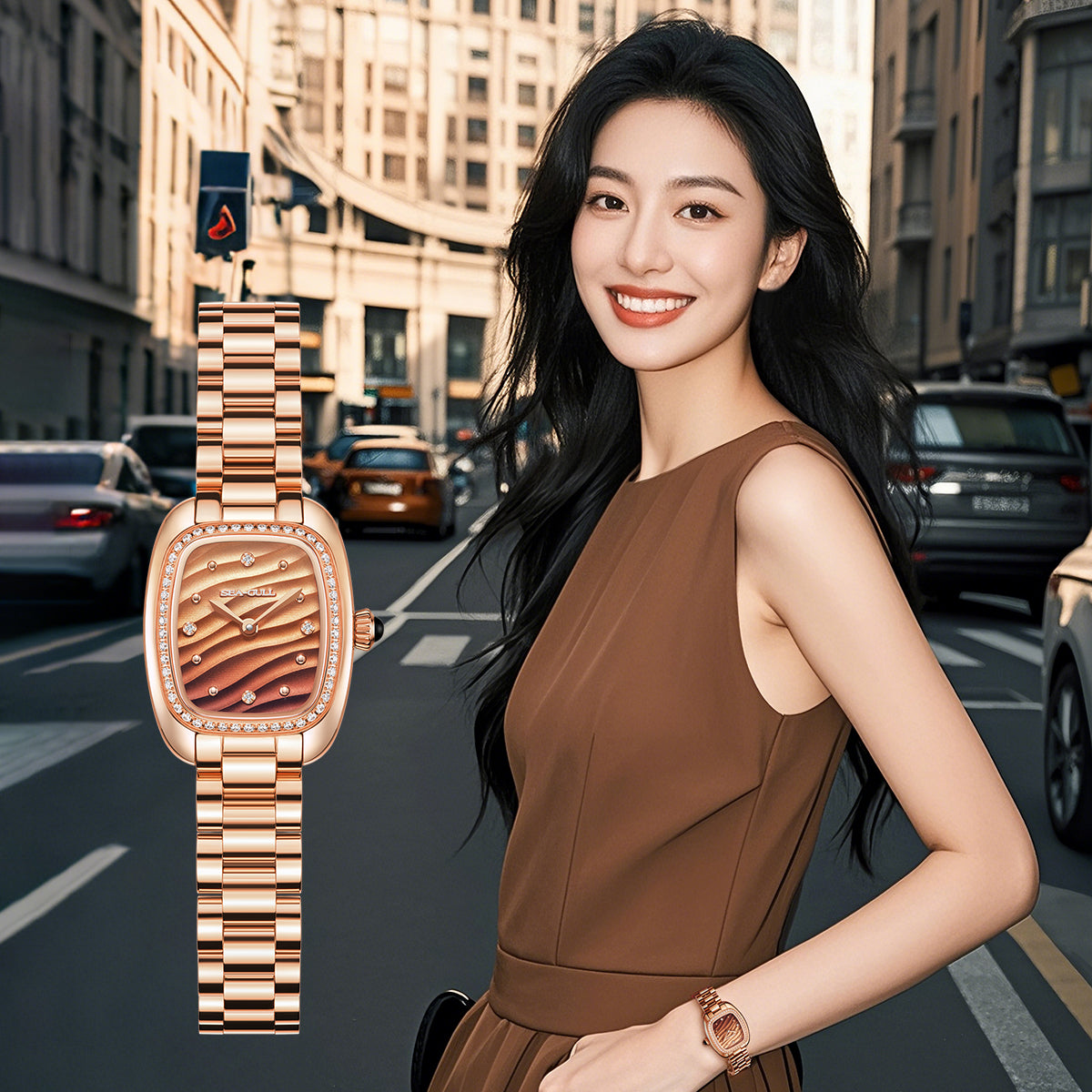 Time for Her Series | Mocha Retro | Quartz Movement | Square | 30mm  | LEVEL 01