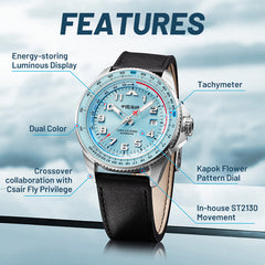 Csair-Zusammenarbeit | Sky-Serie | Tachymeter | Leuchtend | Pilot | 42 mm