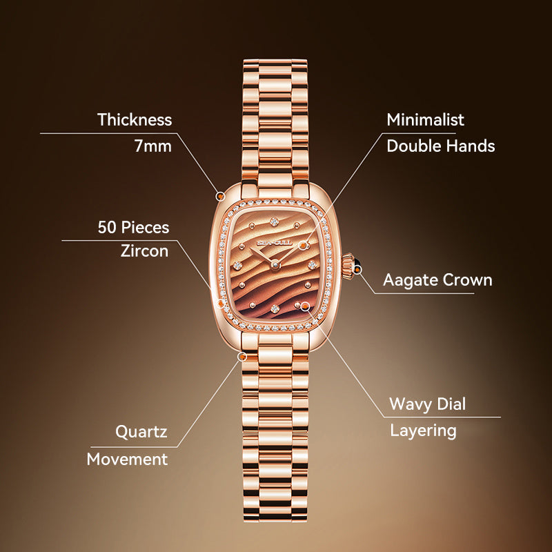 Time for Her Series | Mocha Retro | Quartz Movement | Square | 30mm  | LEVEL 01