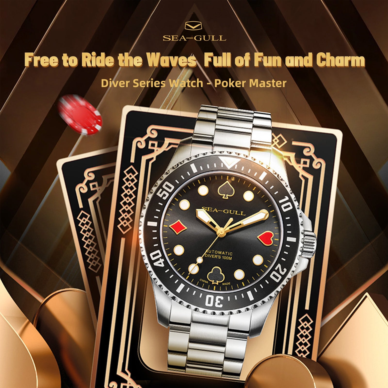 Ocean Series | Diving | Poker Master | 100M Waterproof | Luminous | 44.5mm  | LEVEL 01