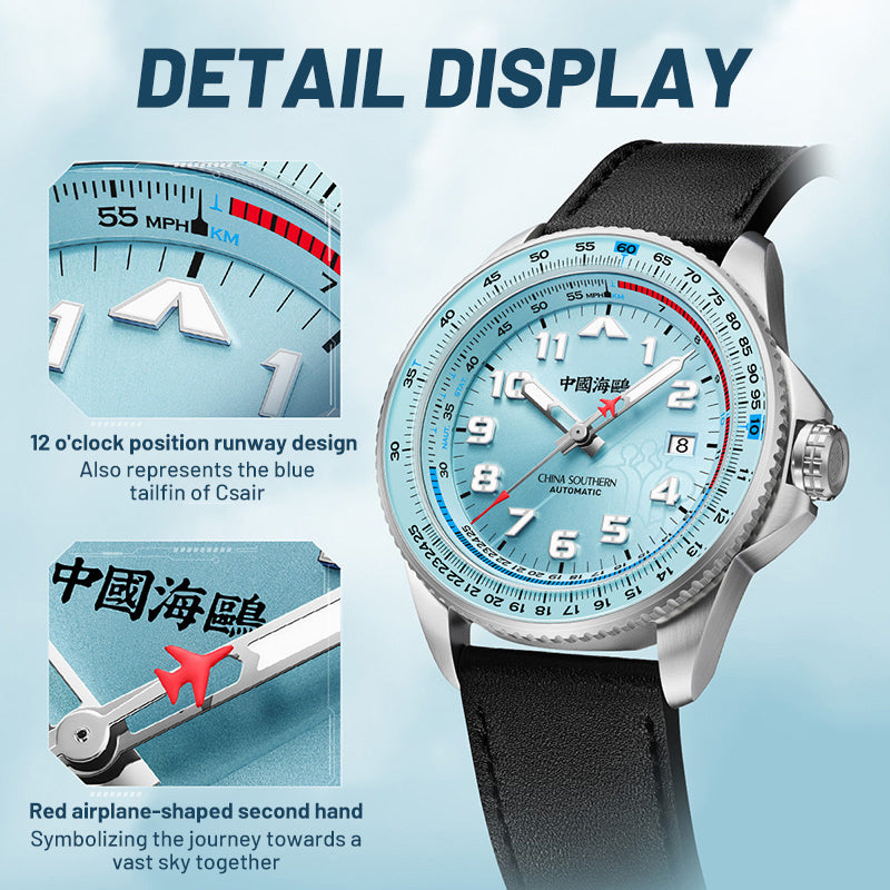 Csair-Zusammenarbeit | Sky-Serie | Tachymeter | Leuchtend | Pilot | 42 mm