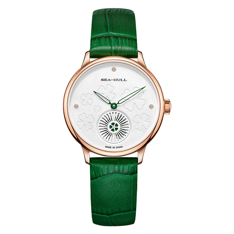 Zifferblatt mit vierblättrigem Kleeblatt | Minimalistisch | Glücksbringer-Geschenkbox-Edition | 34 mm