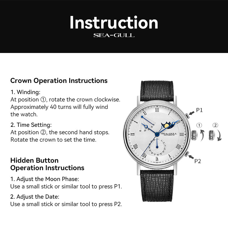 Moon Phase | Business | Complete Calendar | Energy Indicator | 41mm  | LEVEL 02