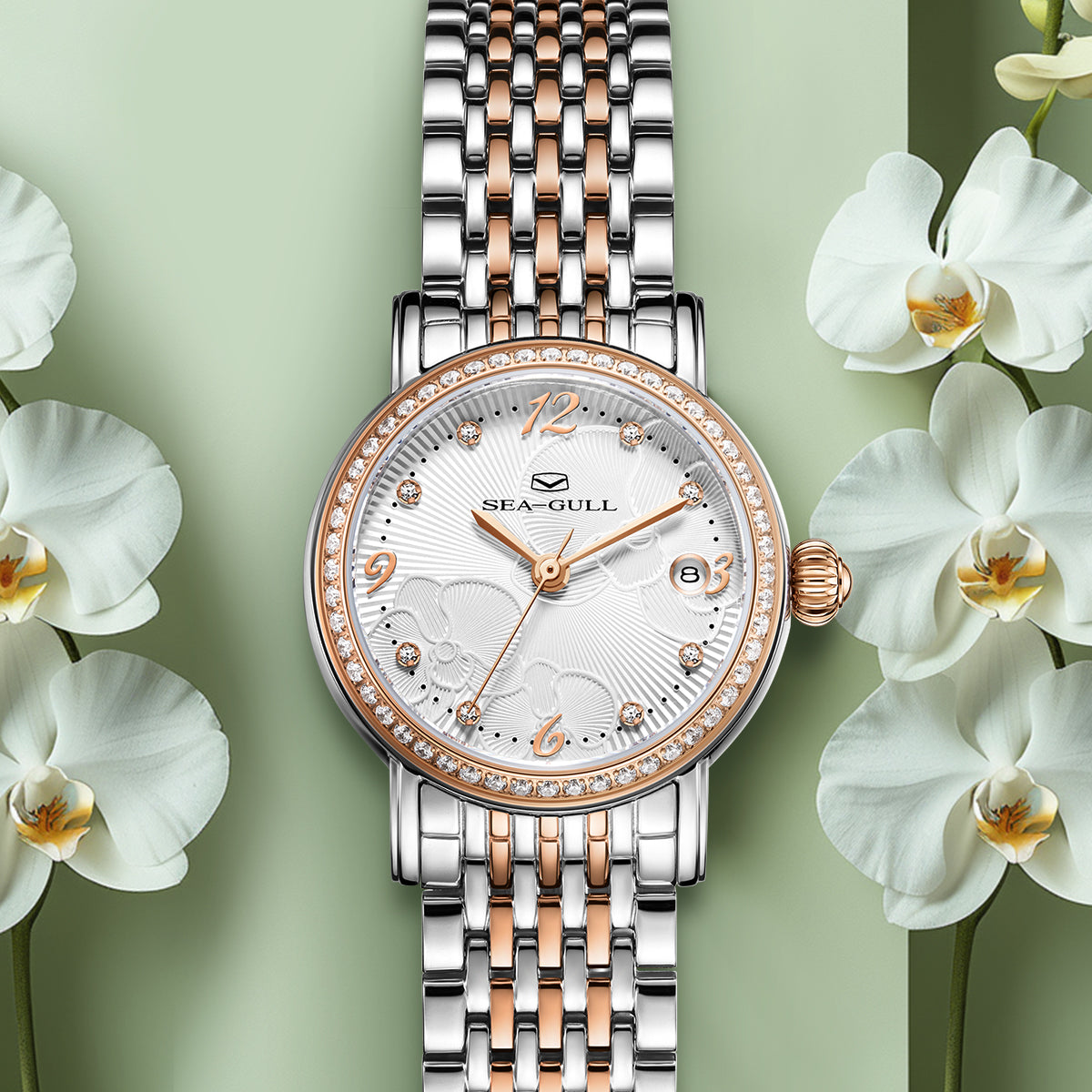Flower Dial | Calendar | Moth Orchids Pattern | 27mm  | LEVEL 02