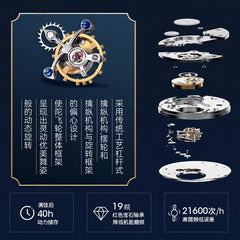 Exzentrisches Tourbillon | Gesticktes Zifferblatt | Heritage-Serie | 39 mm