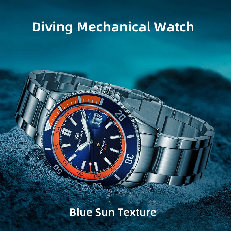 Ocean Series | Dual Time Zone | GMT | 200M Waterproof | Luminous | Calendar | 43.5mm  | LEVEL 02