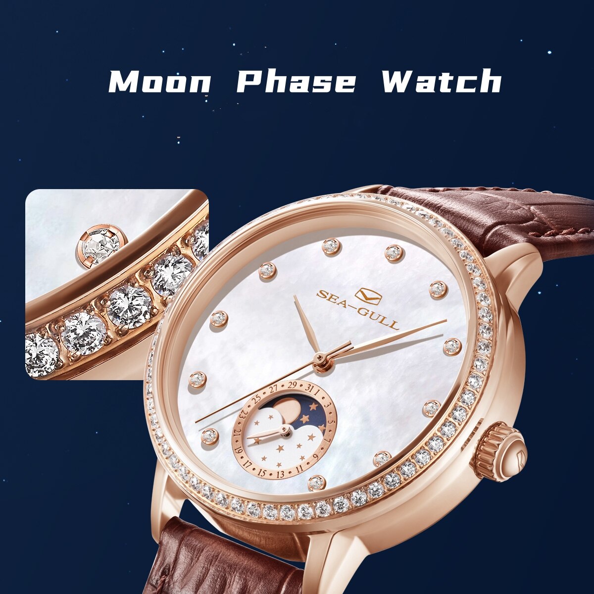 Moon Phase | Luxury | Retro | Mother-of-Pearl Dial | 34mm  | LEVEL 03