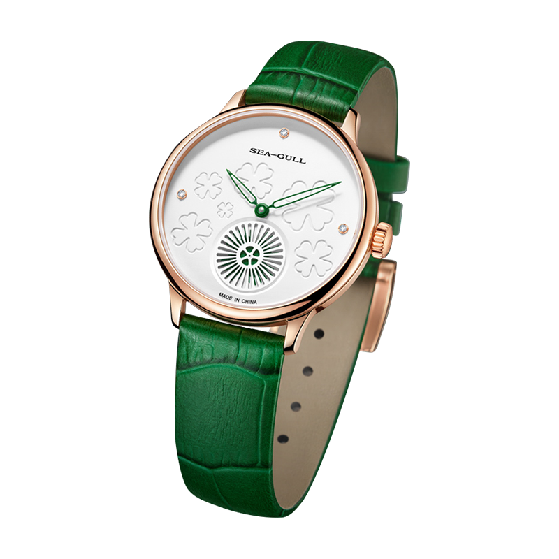 Zifferblatt mit vierblättrigem Kleeblatt | Minimalistisch | Glücksbringer-Geschenkbox-Edition | 34 mm