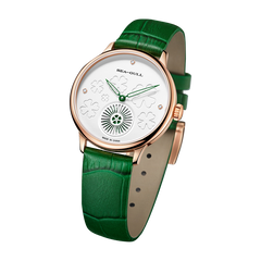 Zifferblatt mit vierblättrigem Kleeblatt | Minimalistisch | Glücksbringer-Geschenkbox-Edition | 34 mm